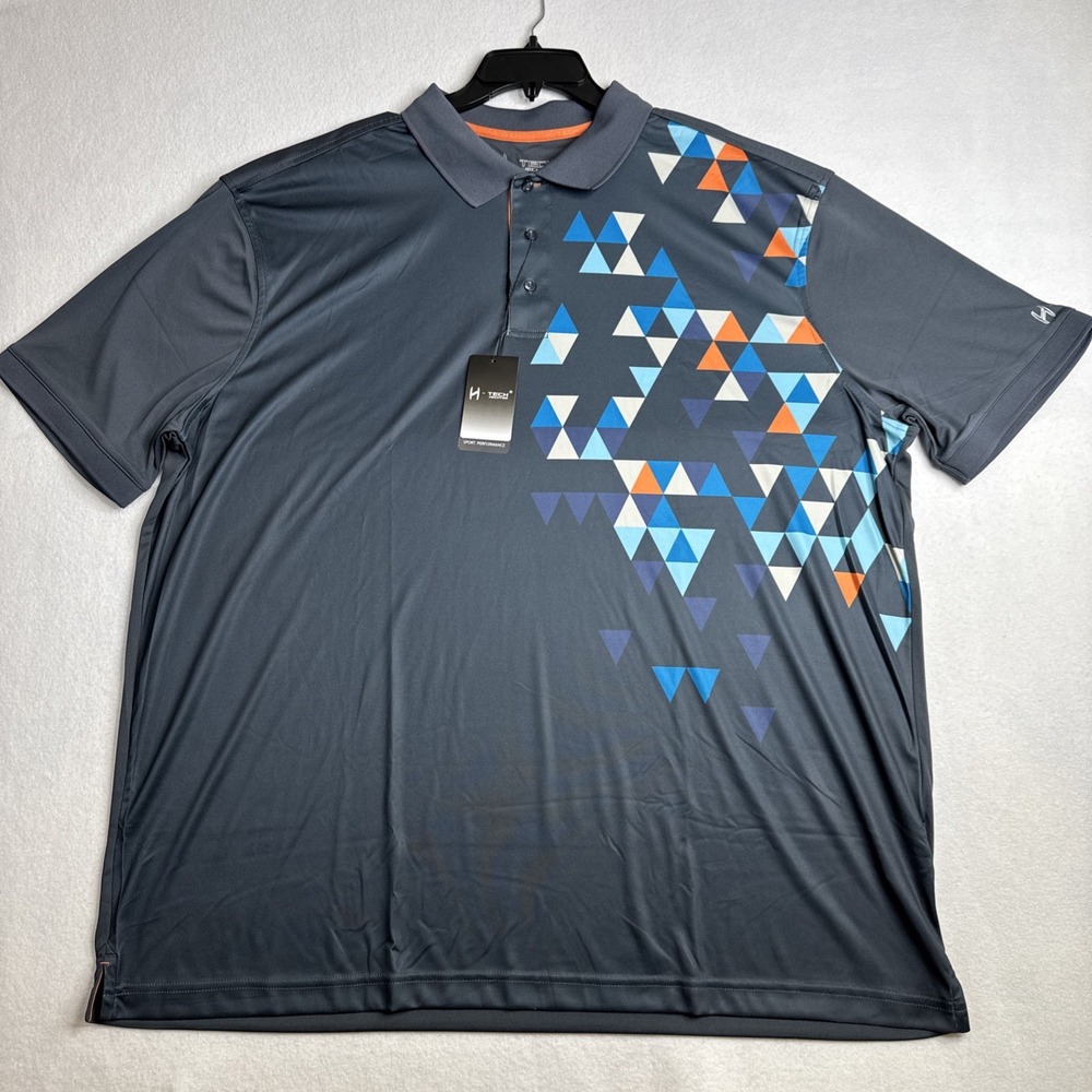 H-Tech Hechter NWT Men's 2XL Sports Performance Active Polo Golf Shirt Geometric - Picture 2 of 8